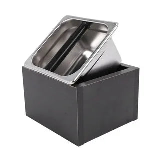 BLACK WOODEN COFFEE KNOCK BOX WITH  STAINLESS STEEL INSERT SIZE-