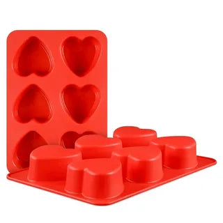 HEART SILICONE BAKING MOULD- 6 CUPS