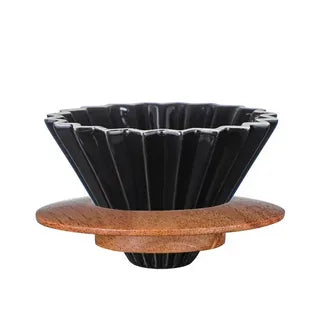 V60 CERAMIC DRIPER FUNNEL WITH WOOD RING 1-4 CUP BLACK - WHITE - RED