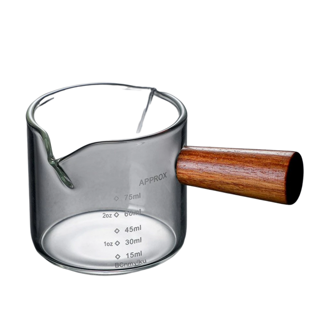 80ml Glass Milk Cup With Wood Handle - Brewing Edge