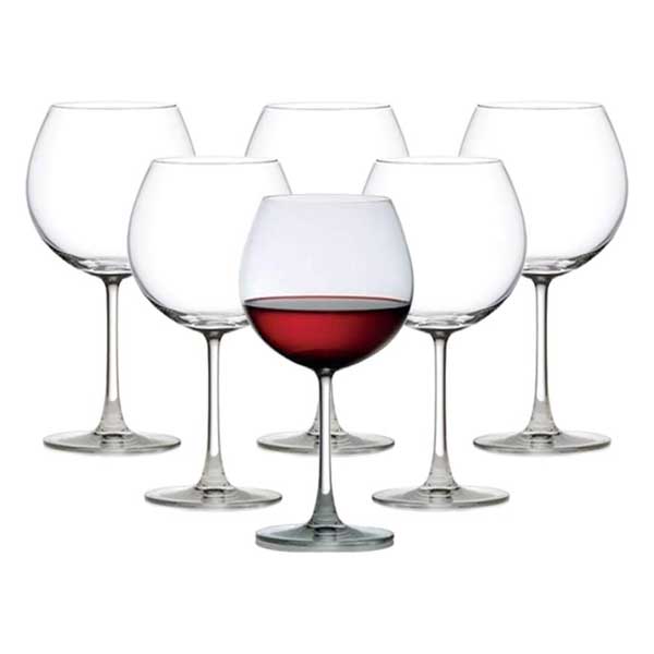 Ocean 650ml 6-Piece Set Madison Burgundy Glass / Clear