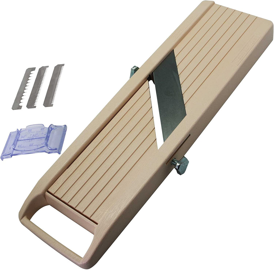KNICER Japanese Mandolin Slicer with Three Interchangeable Stainless-Steel Blades