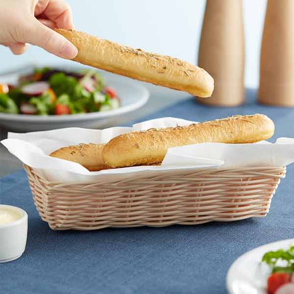 Handwoven Beige Rectangular Polypropylene Basket / Tablecraft