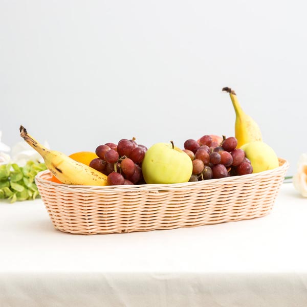 15" x 6" Oblong Woven Rattan-Like Basket / Tablecraft
