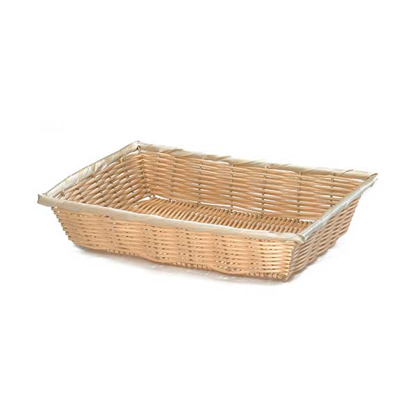 Handwoven Beige Polypropylene 16" x 11 1/4" x 3" Rectangular Basket / Tablecraft