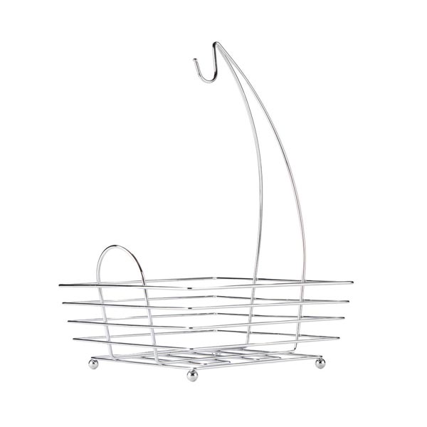 Meranda Chrome Plated Metal Square Fruit / Banana Combo Basket - 12" x 12" x 18" / Tablecraft