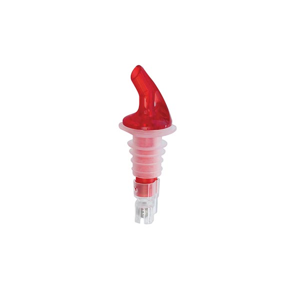 .25 oz. Red Spout / Clear Tail Measured Liquor Pourer without Collar - 12/Pack / Tablecraft