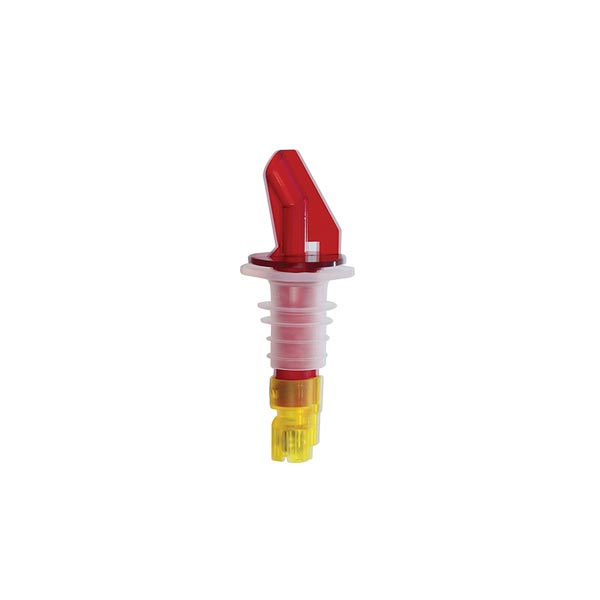 1 1/2 oz. Red Spout / Clear Tail Measured Liquor Pourer without Collar - 12/Pack / Tablecraft