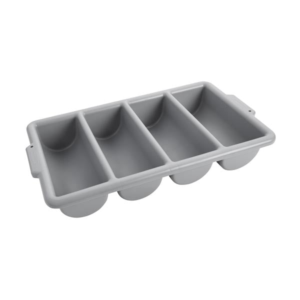 Gray 21" x 12" x 4" High Density Polyethylene Cutlery Bin / Tablecraft
