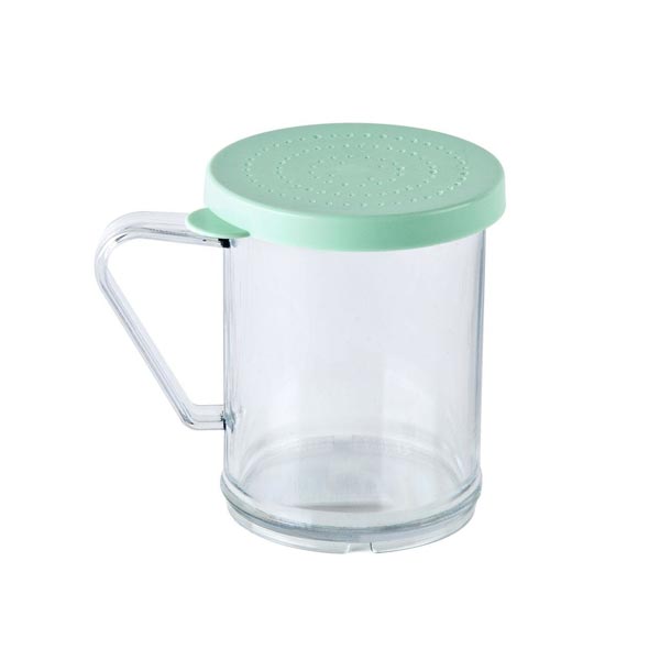 10 Oz Polycarbonate Dredge, Green, Fine Ground Lid / Tablecraft