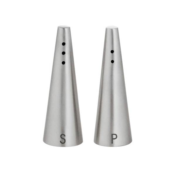 1 oz. Set Conical Stainless Steel Salt and Pepper Shakers / Tablecraft