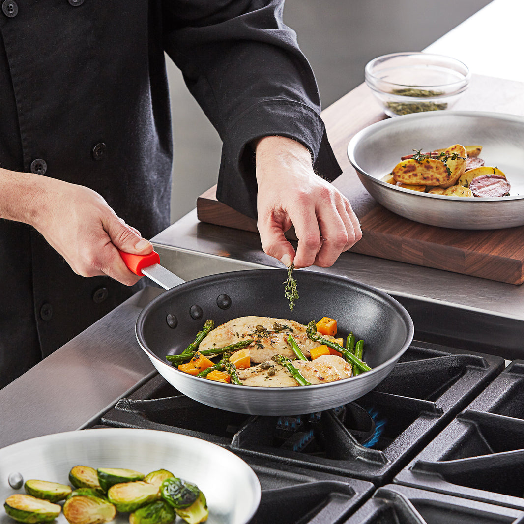 Non Stick Aluminum Frying Pan With Solid Silicone Handle - Winco
