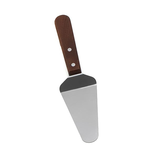 10" Silver Stainless Steel Pie Server with Wood Handle / Tablecraft