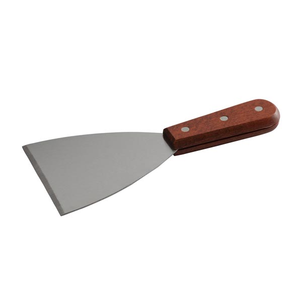 8" x 4" Stainless Steel Grill Scraper with Wood Handle / Tablecraft
