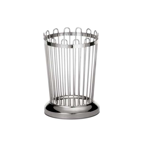 Round Stainless Steel Regent Breadstick Basket - 3 1/4" x 5 1/4" / Tablecraft