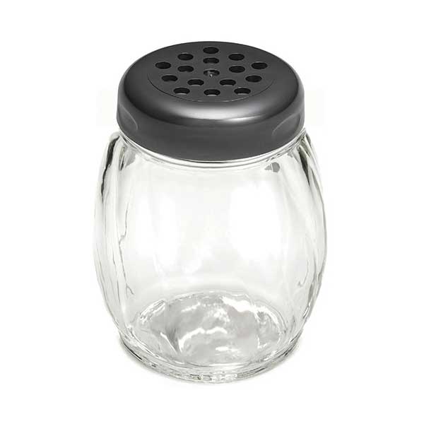 6 Ounce Swirl Glass Shaker with Plastic Top - Black / Tablecraft