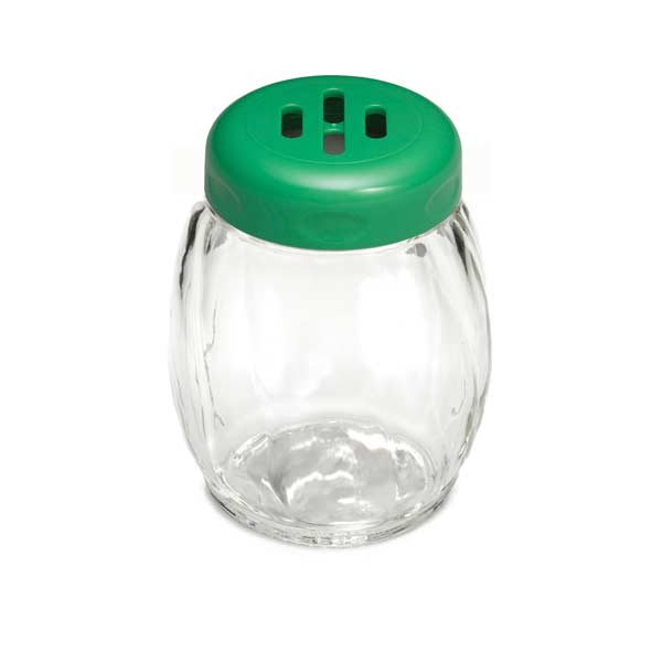 6 oz Swirl Glass Shaker with Plastic Slotted Top - Green, 1 Dozen / Tablecraft
