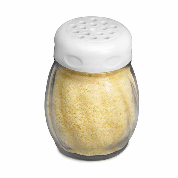 6 Ounce Swirl Glass Shaker with Plastic Top - White / Tablecraft