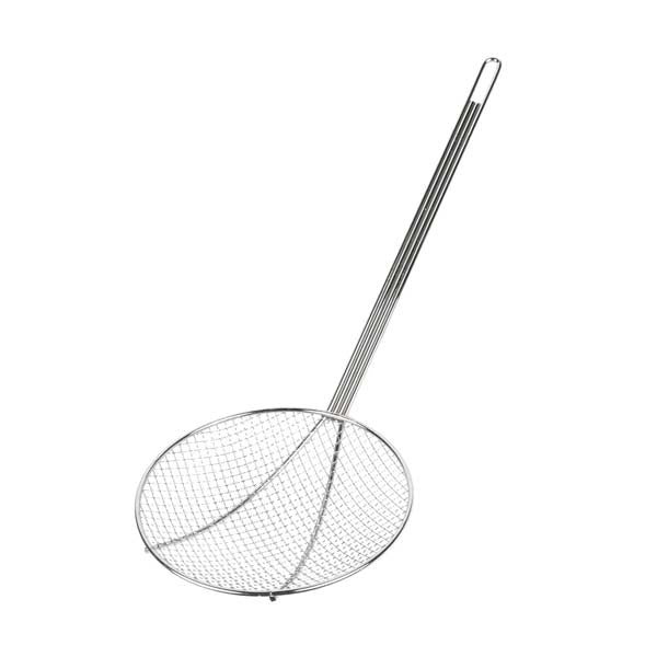 6" Diameter Round x 19" Long Nickel Plated Square Mesh Skimmer / Tablecraft