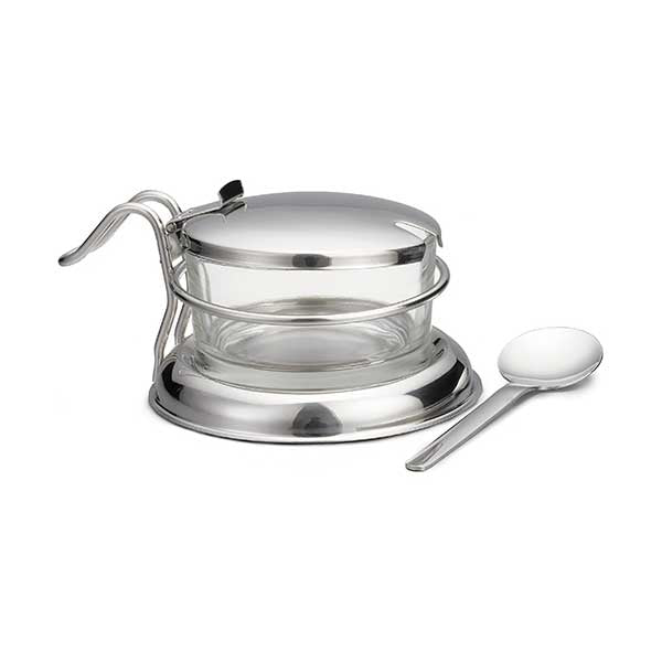 6 oz. Glass Condiment Jar with Holder, Lid & Spoon / Tablecraft
