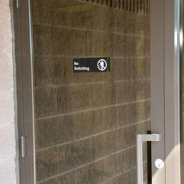 No Soliciting Sign - Black and White, 9" x 3" / Tablecraft