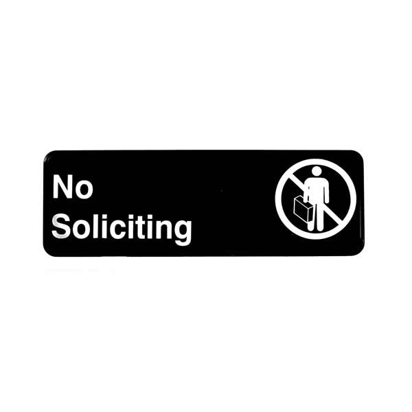 No Soliciting Sign - Black and White, 9" x 3" / Tablecraft