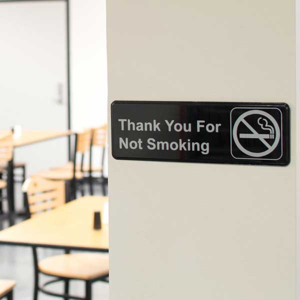 Thank You For Not Smoking Sign - Black and White, 9" x 3" / Tablecraft