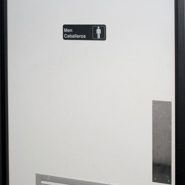Men's / Caballeros Restroom Sign - Black and White, 9" x 3" / Tablecraft