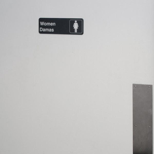 Black and White Women's / Damas Restroom Sign - Black and White, 9" x 3" / Tablecraft