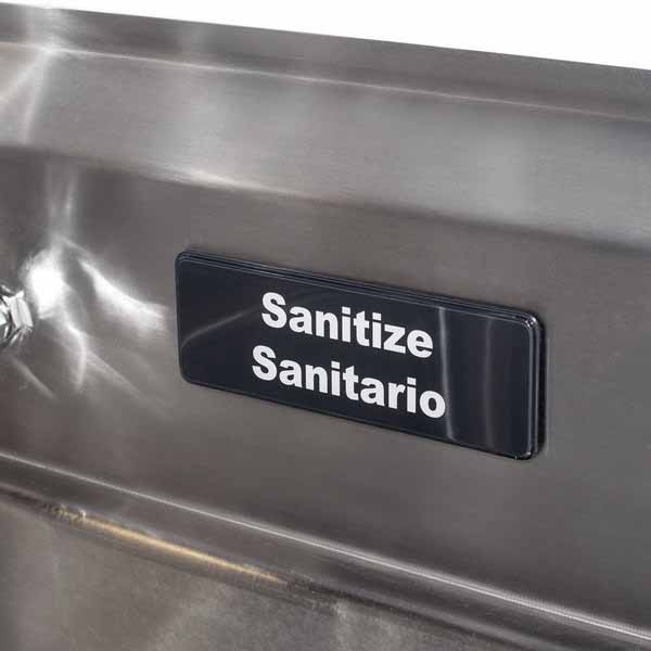 Sanitize / Sanitario Sign - Black and White, 9" x 3" / Tablecraft