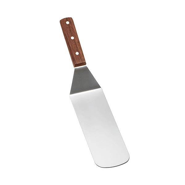 Stainless Steel Silver 14.5" Solid Round Spatula with Wooden Handle / Tablecraft