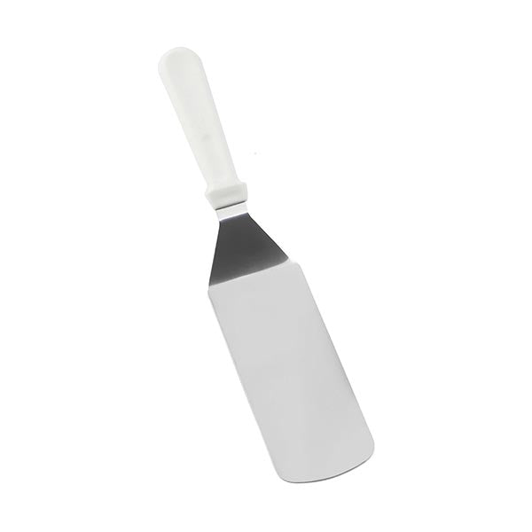 Stainless Steel 15" Solid Turner with White Plastic Handle / Tablecraft