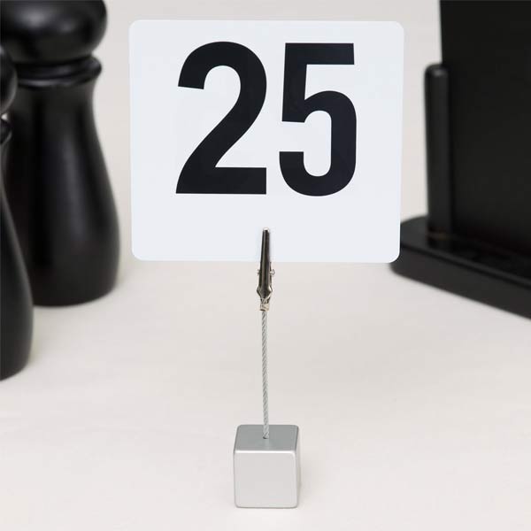 4" Silver Alligator Clip Square Card Holder / Tablecraft