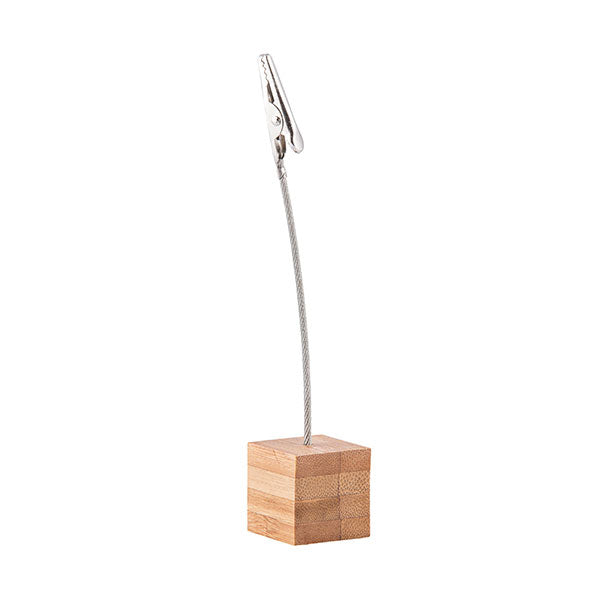 5" Square Bamboo Alligator Clip Card Holder / Tablecraft