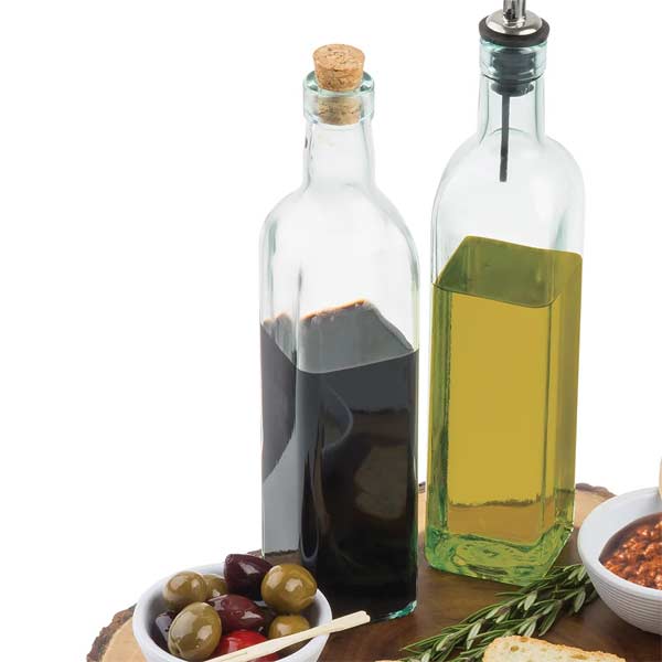 Prima 16 oz. Green Glass Oil and Vinegar Bottle with Cork / Tablecraft