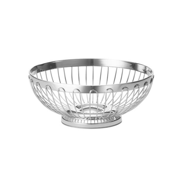 Regent Medium Round Stainless Steel Basket - 8" x 3 1/4" / Tablecraft