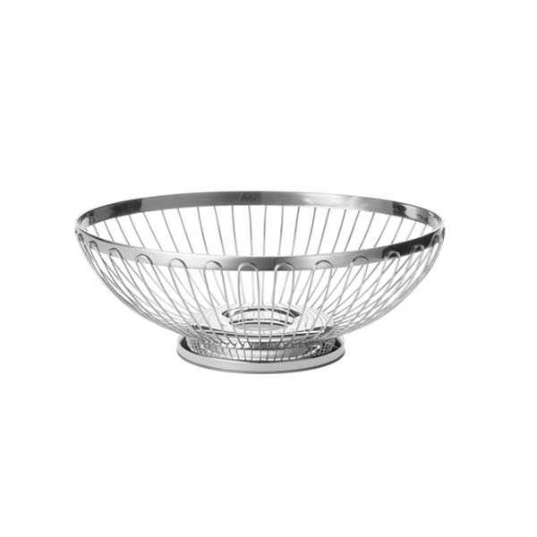 Regent Medium Oval Stainless Steel Basket - 9 1/2" x 7 1/4" x 3 1/4" / Tablecraft