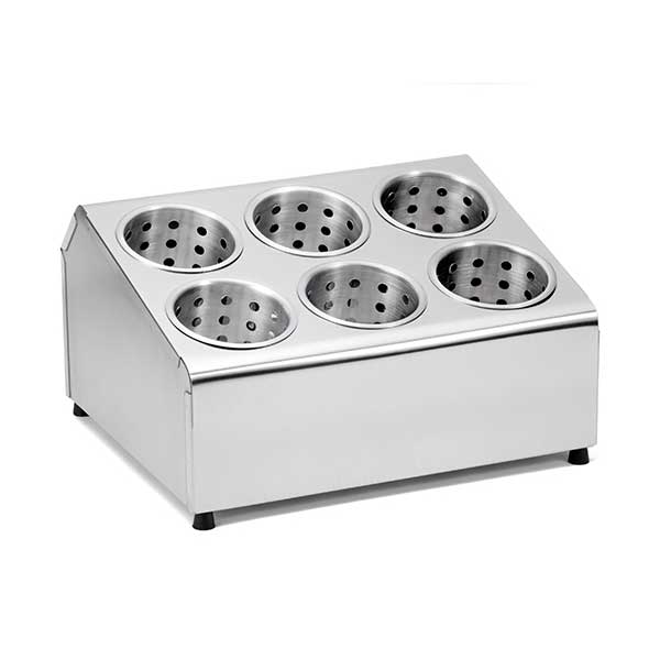 Six Holes Stainless Steel Flatware Cylinder Holder / Tablecraft