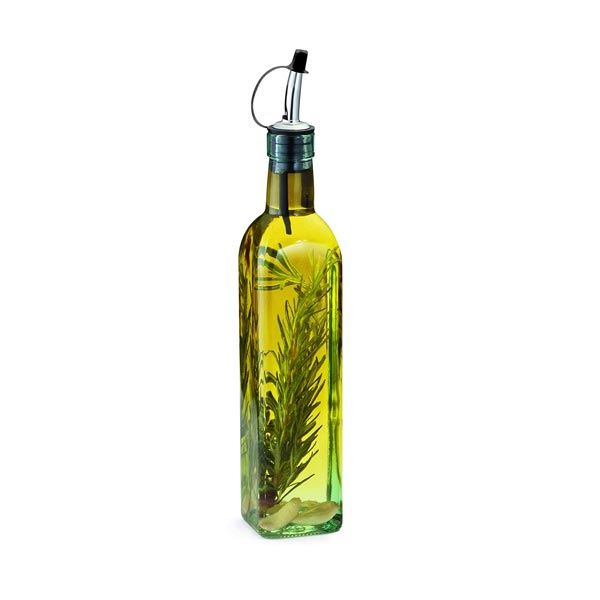 Prima™ Bottle, 16 oz., square green tint glass / Tablecraft