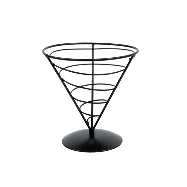 Vertigo Round Appetizer Wire Cone Basket - 5" x 7" / Tablecraft