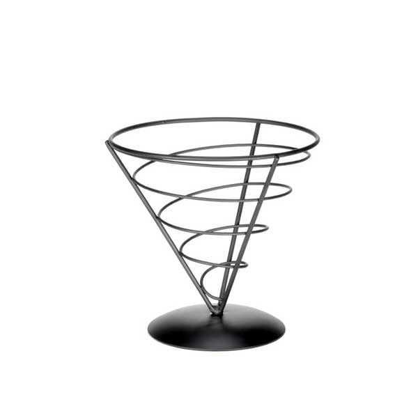 Vertigo Round Appetizer Wire Cone Basket - 7" x 7" / Tablecraft