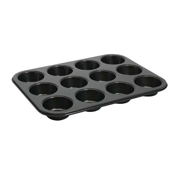 12 Cup Carbon Steel Non-Stick Muffin Pan / Winco