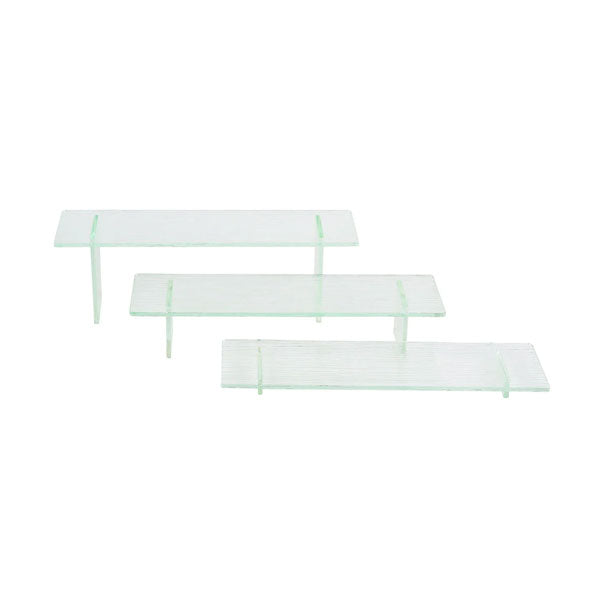 Cristal Set of Three Rectangle Acrylic Riser Set with Straight Legs - 1", 3", 5" / Tablecraft