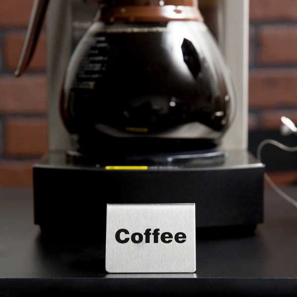 Stainless Steel "Coffee" Tent Sign 2 1/2" x 2" / Tablecraft