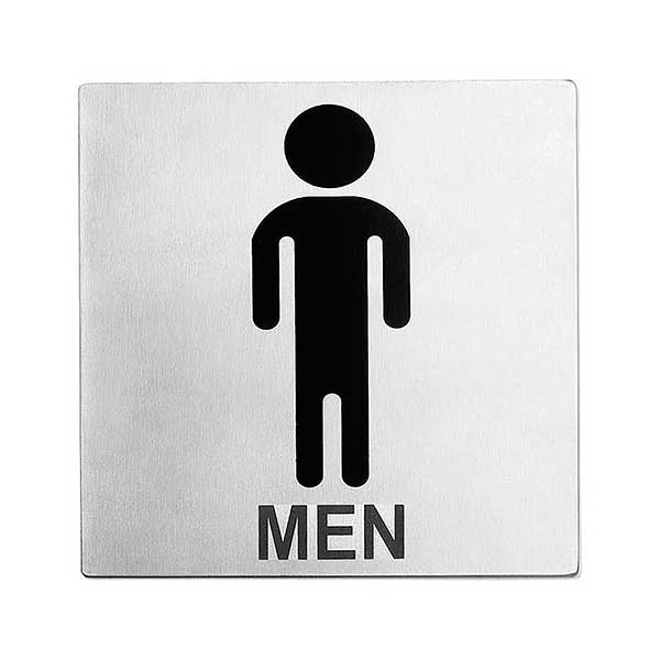 Men's Restroom Sign - Stainless Steel, 5" x 5" / Tablecraft