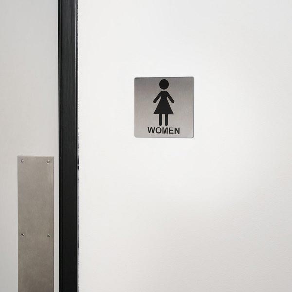 Women's Restroom Sign - Stainless Steel, 5" x 5" / Tablecraft