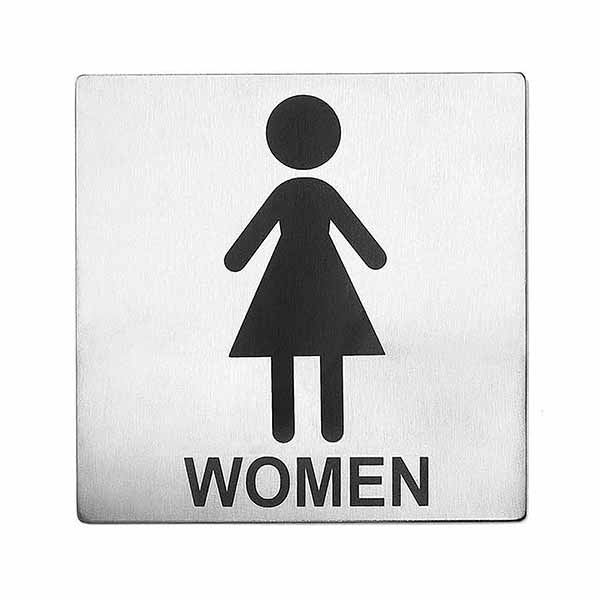 Women's Restroom Sign - Stainless Steel, 5" x 5" / Tablecraft