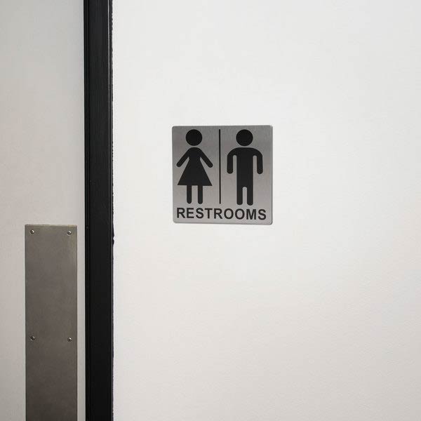 Stainless Steel Unisex Restrooms Sign 5" x 5" / Tablecraft