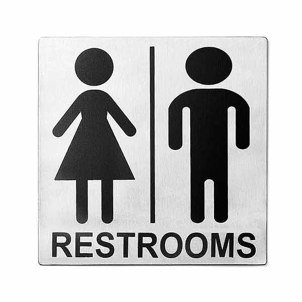 Stainless Steel Unisex Restrooms Sign 5" x 5" / Tablecraft