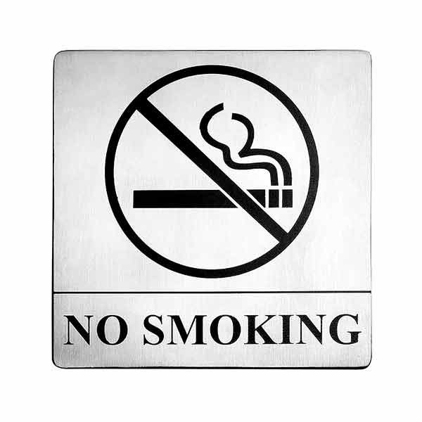 No Smoking Sign - Stainless Steel, 5" x 5" / Tablecraft